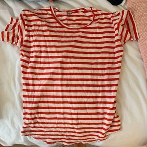 Madewell red and white striped t shirt